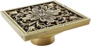 MY MIRONEY Antique Floor Drain Square Brass Shower Drain 4 Inch Bathroom Ground Drainer with Removable Cover Waste Water Strainer - Begonia Carved