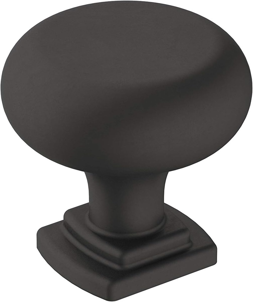 Amerock | Cabinet Knob | Matte Black | 1-1/4 inch (32 mm) Diameter | Surpass | 1 Pack | Drawer Knob | Cabinet Hardware