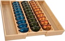 Bamboo Coffee Pod Holder Drawer – K Cup Organizer Compatible with Nespresso Vertuo Capsules, Holds 25-45 Pods – Stylish Storage for Coffee Station, Home Office, and Kitchen