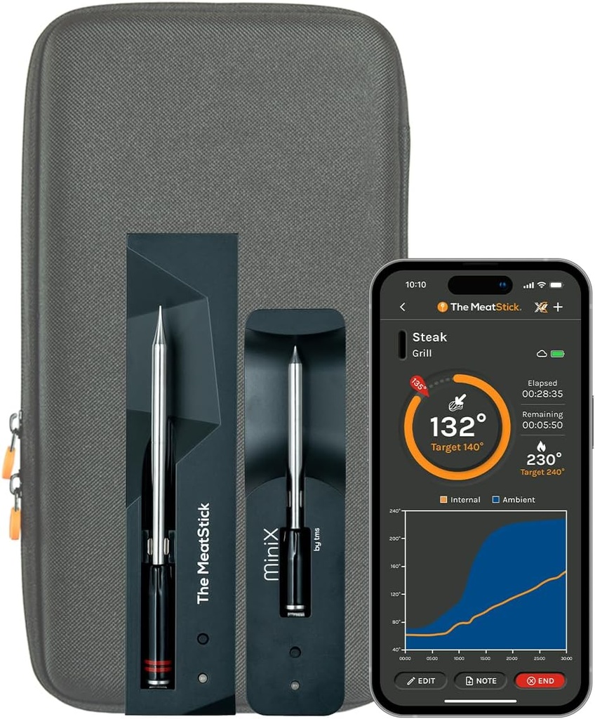 MeatStick BBQ & Kitchen Set | Wireless Meat Thermometer with Bluetooth | 260ft Range | for Smoker, Air Fryer, Deep Frying, Oven, Sous Vide, Grill, Rotisserie