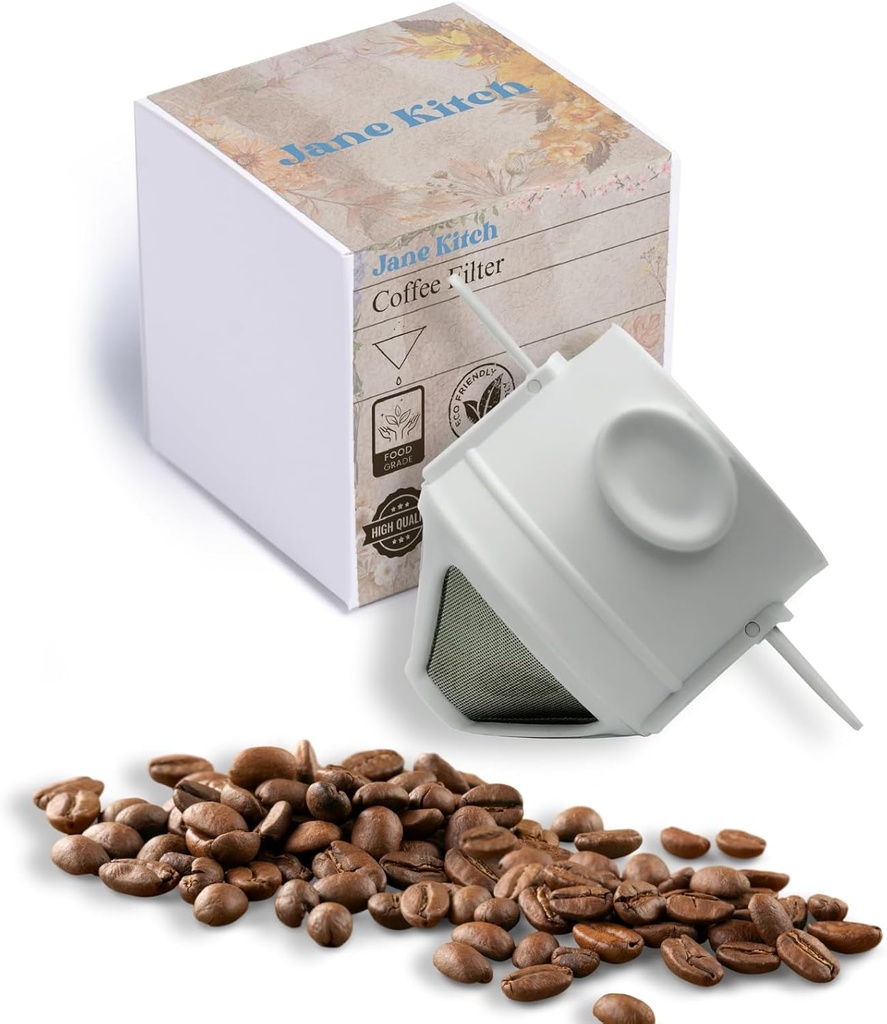 Reusable Stainless Steel Pour Over Coffee Filter Cone for Coffee Pour Over, Travel Single Cup Camping Pour Over Coffee Maker, Metal Collapsible Coffee Dripper Coffee Strainer, White