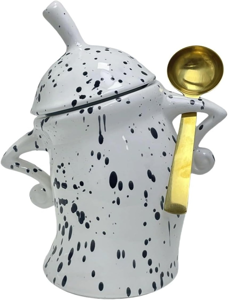 Canister With Attitude, Large Candy Jars With Lids Canister With Attitude Ceramic Set Sassy For Candy,Cookies,Tea, Flour Sugar Storage Jar, Include Metal Scoop Fun Kitchen Decor creative gift(White3)