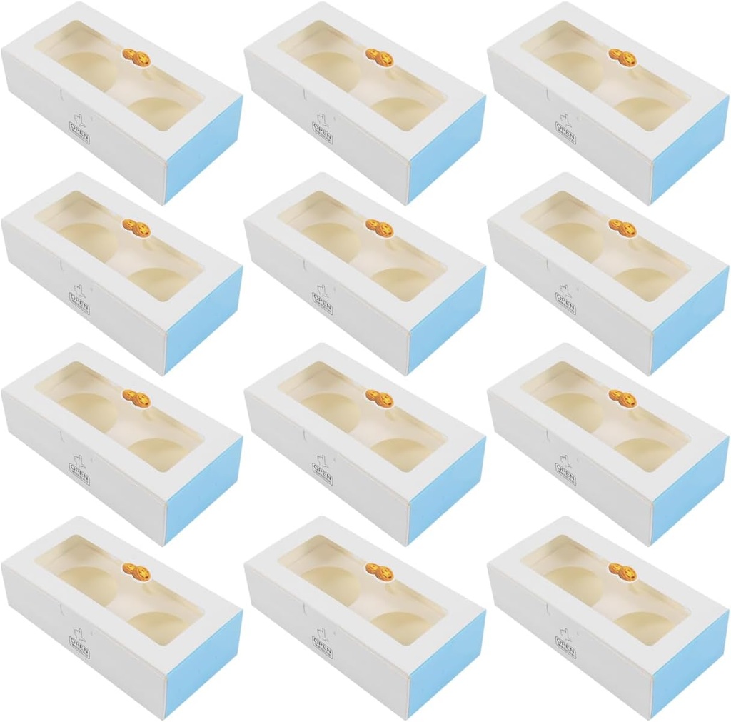 BESTOYARD 25Pcs Bakery Boxes with Clear Window and Inserts Small Egg Tart Containers for Cupcakes Macarons Cookies Mini Dessert Packaging Food Grade Paper Takeaway Boxes