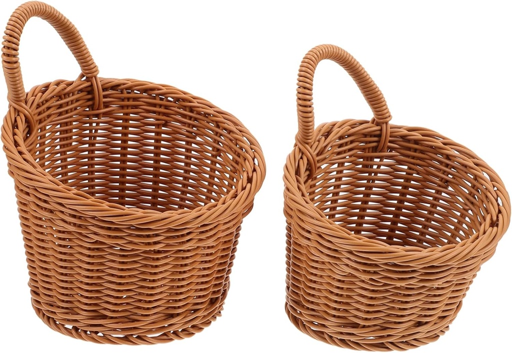 Alipis 2pcs Wall Hanging Woven Storage Basket Fruit Bowl for Kitchen Counter Spice Organizer
