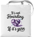 Funny Crochet Canvas Tote Bag Knitting Gifts for Women Crocheters Knitters, It's Not Hoarding If It's Yarn Reusable Grocery Shoulder Bag for Shopping Work Travel Crochet Totes