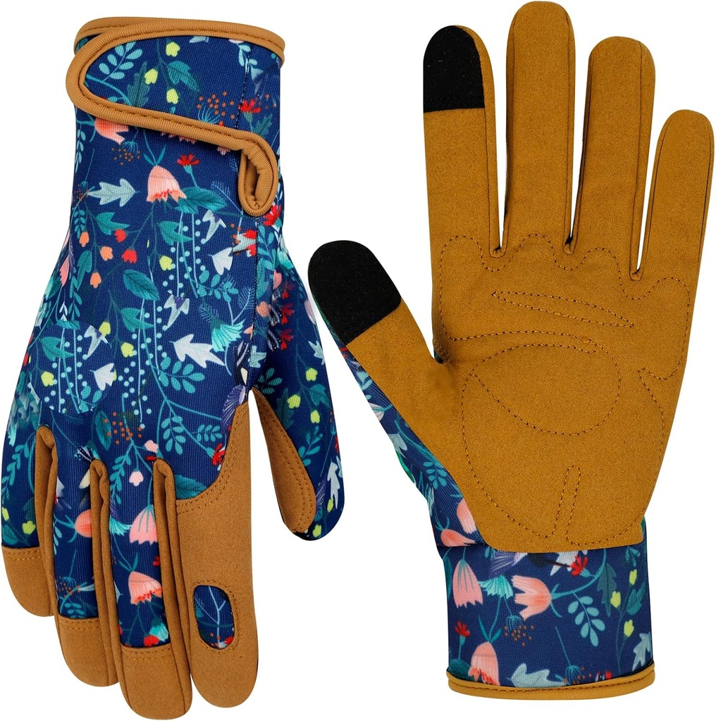 MERTURN Leather Gardening Gloves for Women Garden Gloves Thorn Proof Touch Screen Design Heavy Duty Yard Working Gloves for Planting, Digging Women Gardening Gift, M