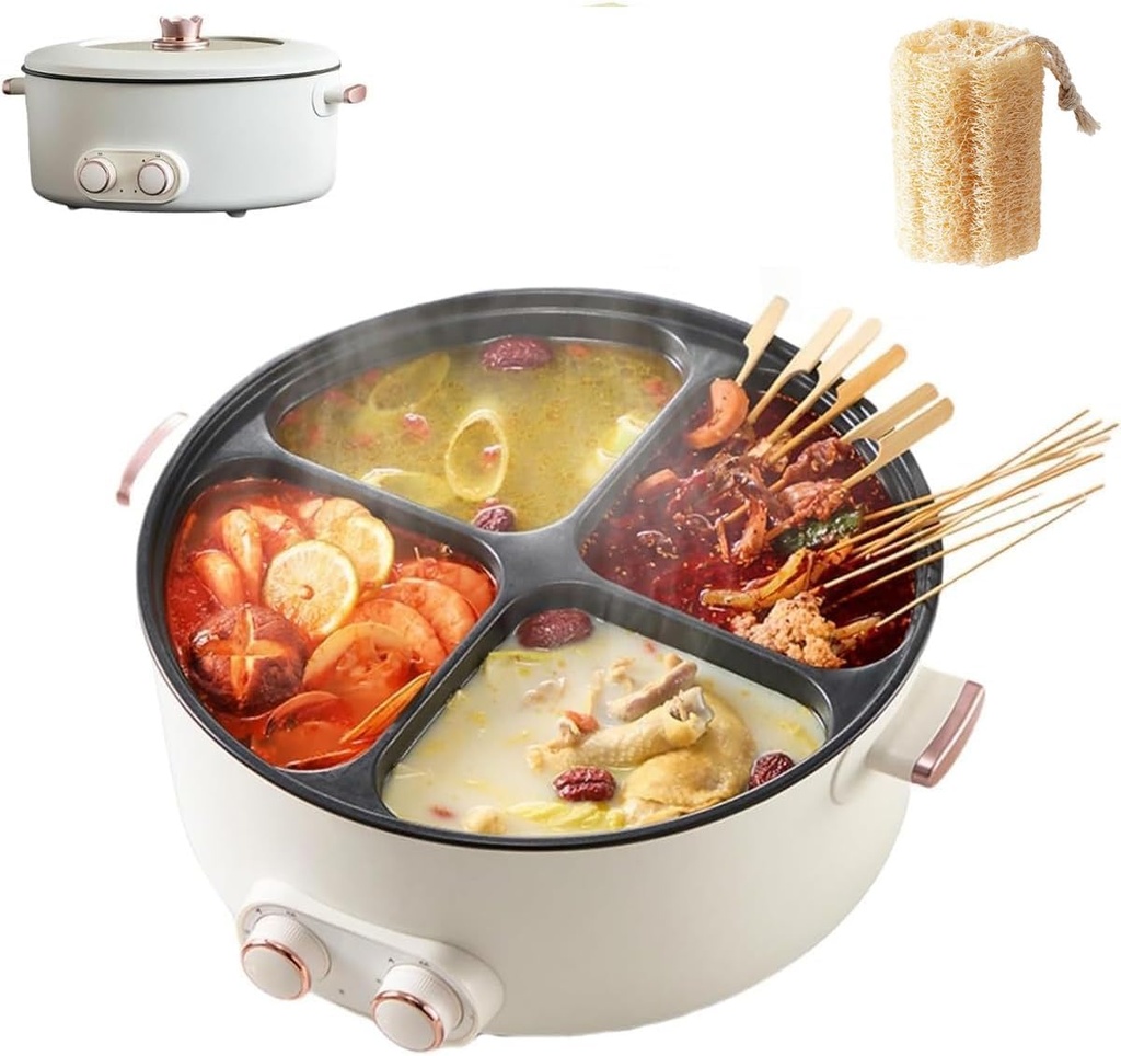 Four Grid Multifunctional Stew Pot: A Must-Have Electric Pot 4 Compartment Divider Cooker, 6L Large Capacity for 4 Flavors - Perfect for Family Gatherings & Home Parties