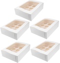 PRETYZOOM 5pcs White Cavity Cupcake Box Container for Muffins and Treats Design for Easy Storage and Transport for Parties and Gatherings