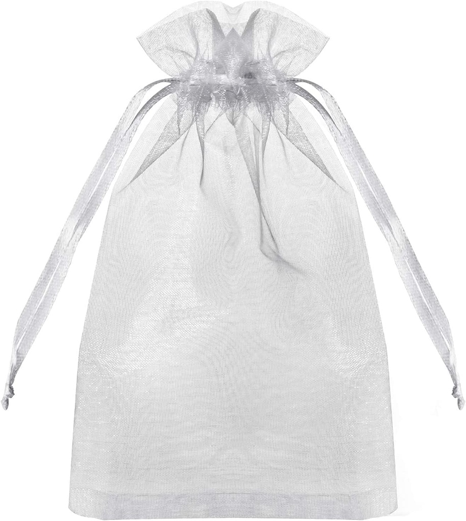 HongyiTime 100PCS Premium Sheer Organza Bags, White Wedding Favor Bags with Drawstring, 4x6 inches Jewelry Gift Bags for Party, Festival, Makeup Favor Bags,Net Gift Bags,Drawstring Goody bags