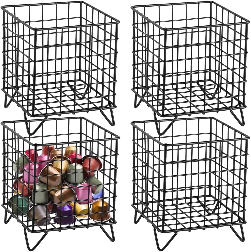 Brackets K Cup for Coffee Pods, Wire Metal Holders Coffee Pod 4 Pcs, Accessories Coffee Bar Large, Capacity Counter Coffee Capsule Organizers Cages Storage for Office, Coffee Kitchen, Cafe