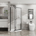 Corner Shower Door 36"D x 36"W x 72"H, Neo-Angle Frameless Shower Enclosure with Clear SGCC Tempered Glass Pivot Shower Door, Matte Black
