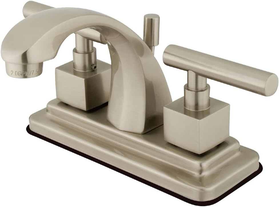 Kingston Brass KS4648CQL Claremont 4-Inch Centerset Lavatory Faucet with Brass Pop-Up, Brushed Nickel