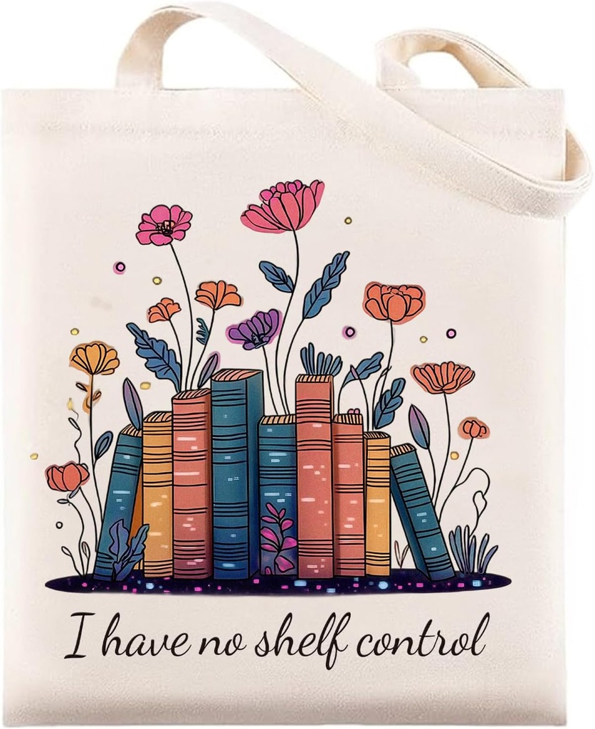 Canvas Book Tote Bag for Women, Book Lovers Gifts Thanksgiving, Christmas, Halloween Gifts for Women, Reading Accessories, Librarian, Bookish, Readers, Teacher, Library Present, Tote Bag
