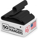 IRIS USA Extra Small Hangers 50 Pack, 11.87" W x 6.75" H, Clothes Hangers with Shoulder Grooves, S- Shaped Design, for Shirt Dress, Durable Flexible, Space Saving Laundry Room Closet Organizer, Black