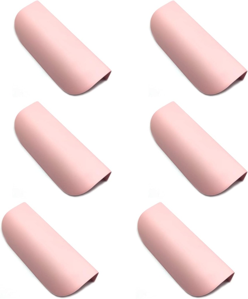 Leaf Shape Door Pulls Brass Handles for Cabinets C to C 3.78" Finger Edge Cabinet Handles Pink,Solid,with Mounting Screws Set of 6