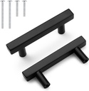 Probrico Cabinet Handles-Pack of 20 Black 2-1/2inch (64mm) Hole Centers Square T Bar Kitchen Cabinet Handles Drawer Pulls for Kitchen Furniture Hardware