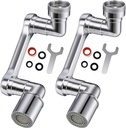 1080° Swivel Faucet Extender, 2 PCS Sink Aerator Attachment with Dual Spray Modes, Rotatable Robotic Arm for Kitchen and Bathroom, Splash Filter Extension for Hand, Face, and Hair Washing