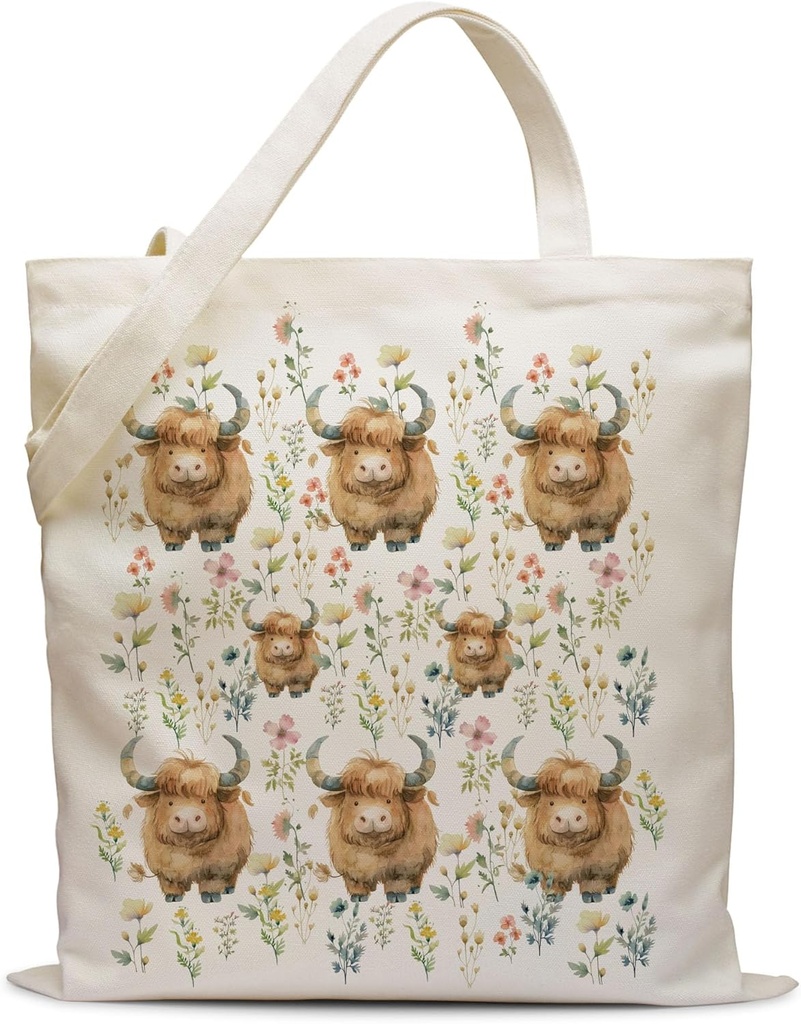 Highland Cow Gift for Women Highland Cow Lover Friend,Cute Reusable Shoulder Tote Bag Gifts for Beach Shopping, Birthday Gifts for Teacher Mom-64
