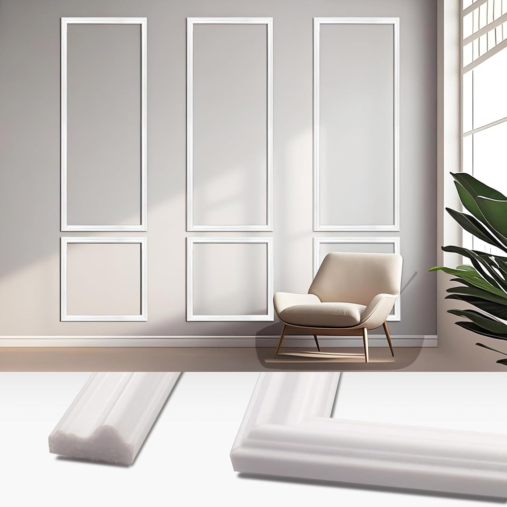 30 Piece Peel & Stick Wall Molding Kit, Pre-Cut Wainscoting Panels with Self-Adhesive Trim, Easy Install Wall Decor for Office Home Bedroom Living Room