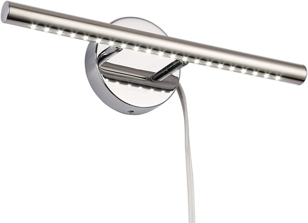 Bathroom Vanity Lights for Bathroom Light Fixutres 15.7 Inches Bathroom Lights Over Mirror 5W Led Lighting Plug in Vanity Lighting Fixtures Stainless Steel with 180°Rotation,6000K Cool White