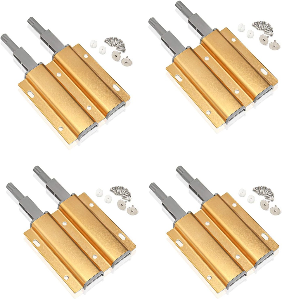 Magnetic HeavyDuty Cabinet Push to Open Latch 4 Pack Gold Double Push to Open Door Double Touch Latches for Kitchen Latches Hidden Cabinet Drawer Door Closures Release Hardware