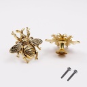 HEVSTIL 2-Pack Bee Shape Cabinet Knob,Nature Theme Single Hole Pulls for Cabinet Dresser Knobs Furniture Door,Antique Gold