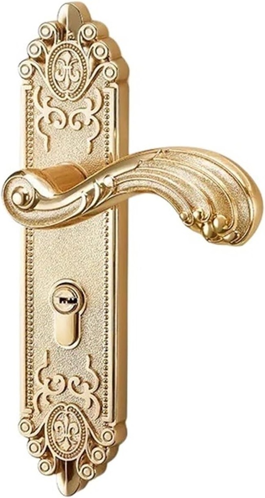 European Style Mute Room Door Lock Handle Fashion Interior Door Knobs Lock Luxurious Gate Lock Furniture Hardware 1Pcs(Gold_50MM)