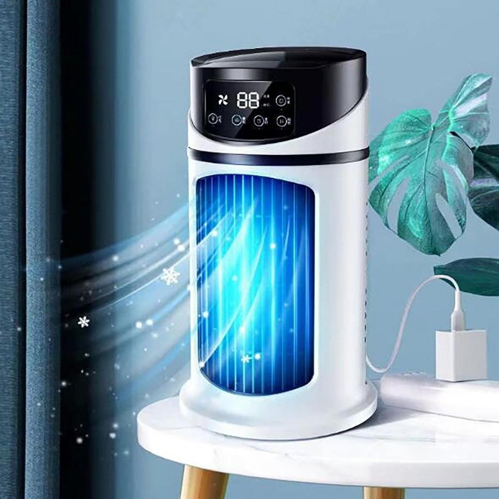 Personal Portable Air Conditioner - USB Cooler with 5-Speed, Mini Refrigeration Water-cooled Small AC Unit LED Light, 300ml Water Tank Evaporative for Room Office Camping (A), 9.3INCH