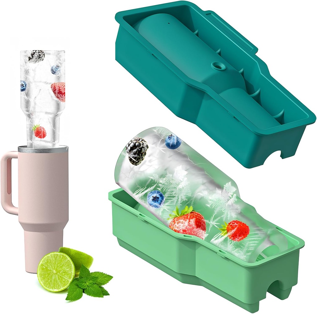 Tumbler Ice Mold for Stanley Cup 30-40 oz - Silicone Cylinder Ice Mold with Lid, Easy Fill and Release Ice Maker for Ice Drink, Juice, Whiskey, Cocktail, Coffee, Summer Gifts