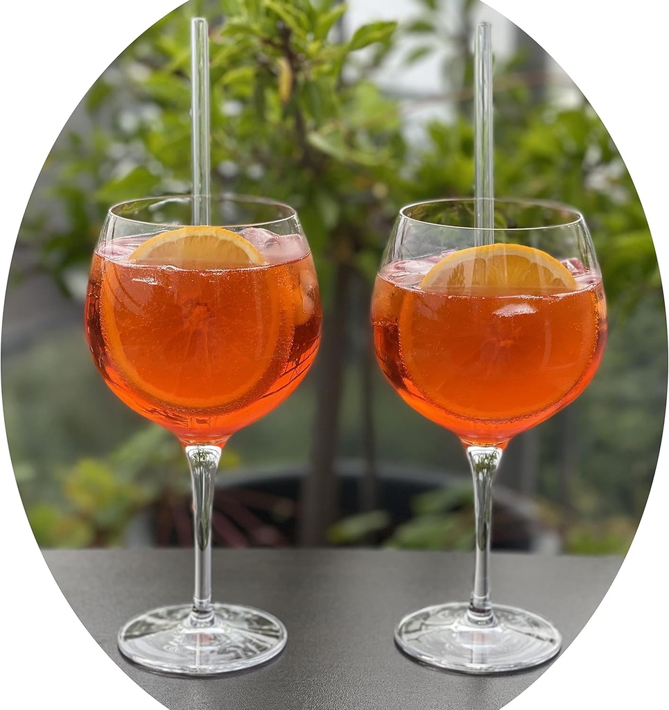 Topkapi Elite Aperol Spray Set Amalfi XL 13 Pieces - 6 x Lead-Free Crystal Glasses Especially for Aperol Spritz, Campari Amalfi with 6 x Glass Straws, 680 ml