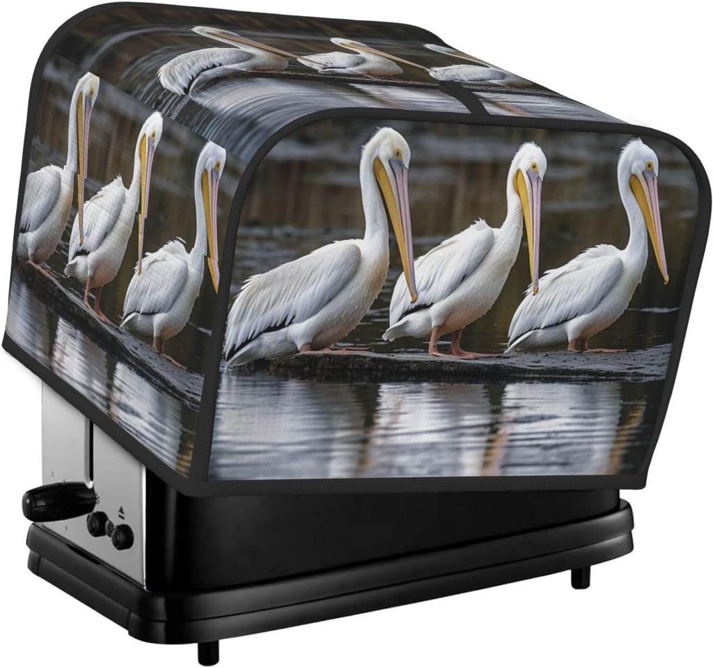 4 Slice Toaster Cover with Two Pockets for Storing knife Super Soft Appliance Cover Three Pelicans Dust Cover for Kitchen Small Oven Cover Kitchen Bread Machine Protector Cover
