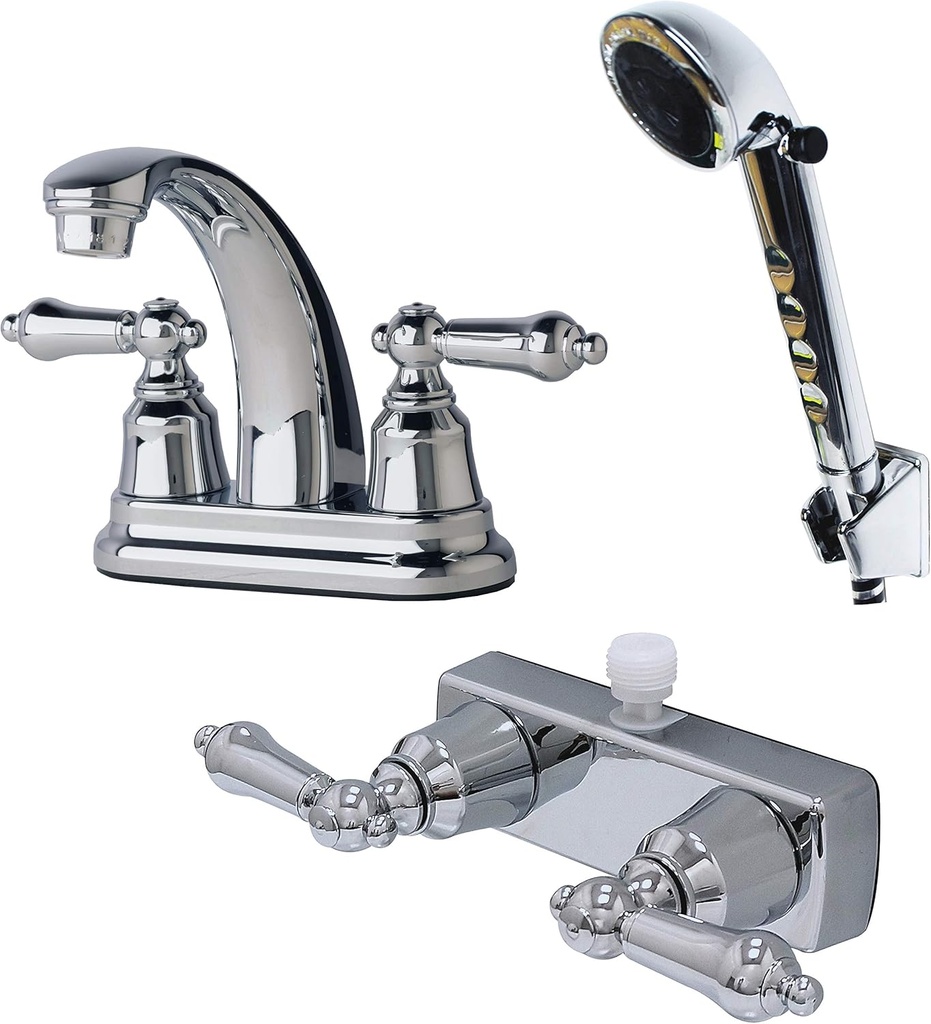 Laguna Brass 2003CP/3221CP/4120CP RV Bathroom and Shower Faucet with Matching Hand Shower Combo Chrome Finish