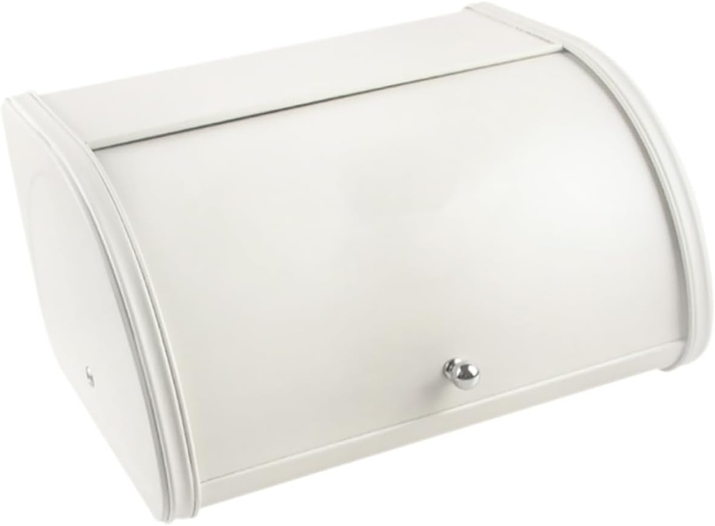 PRETYZOOM Farmhouse Bread Box Lid Vintage White Bread Bin for Kitchen Countertop Roll Top Design Dustproof Storage Container Suitable for Home and Dorm