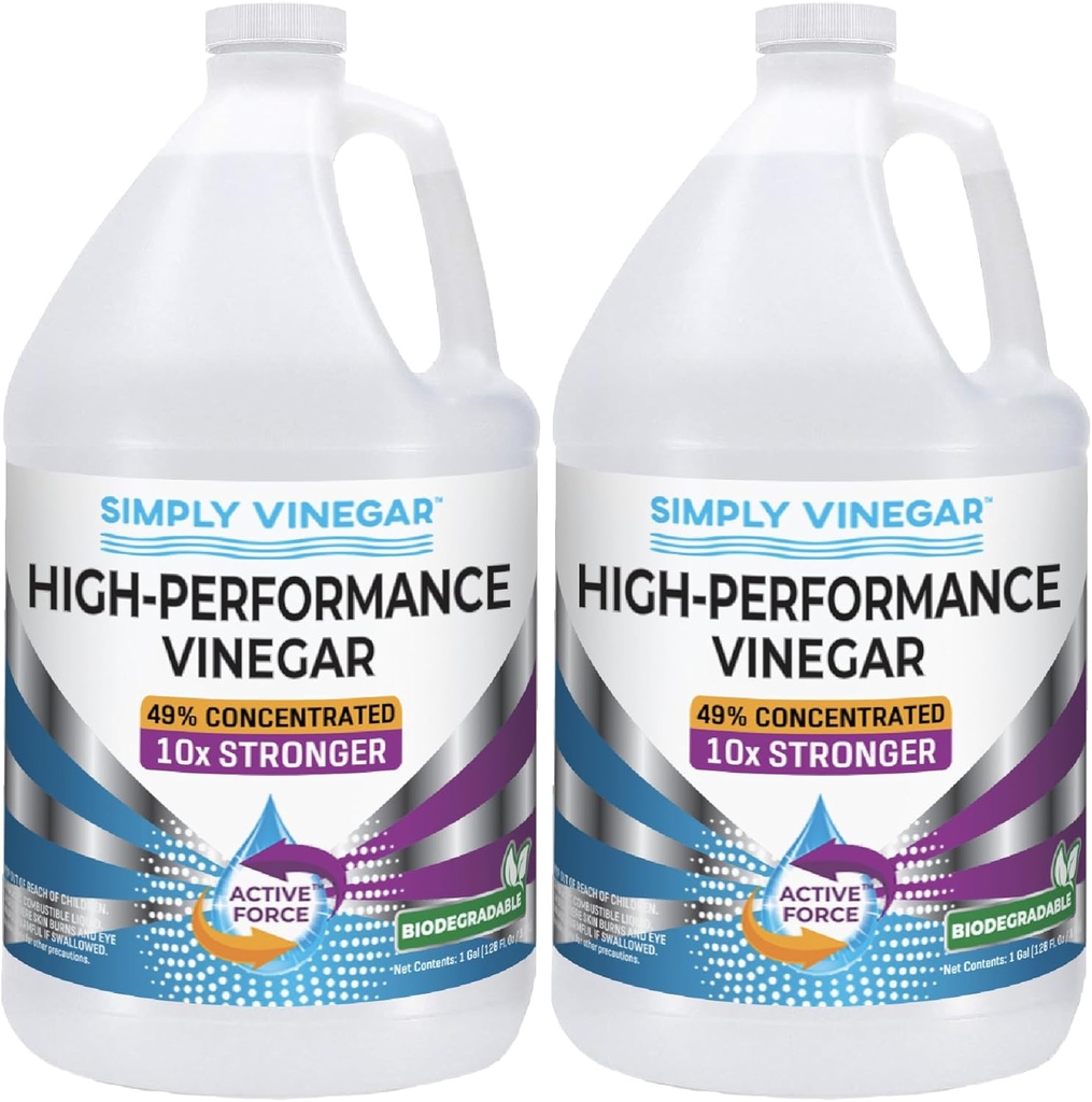 Industrial Strength 49% Vinegar – High-Performance Concentrated Cleaner for Home, Garden, Driveways & More – Biodegradable & Bleach-Free (Not for Food Use) - 128 oz (Pack of 2)