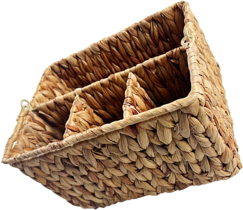 Ciieeo Stylish Woven Snacks Basket Desktop Cutlery Organizer Natural Aesthetics