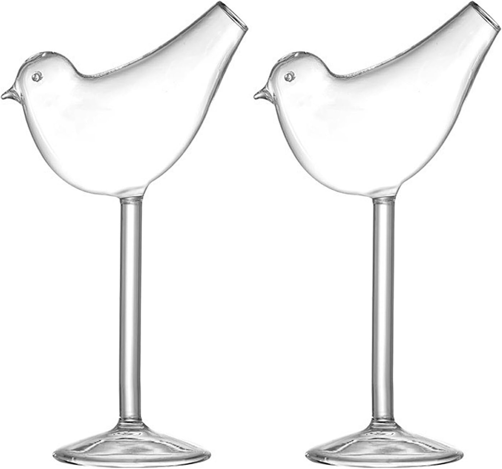 2Pcs 120ML Creative Bird Shaped Cocktail Glass,Funny Clear Crystal Glasses, Unique bird Wine Glass,Individuality Glass Goblet Cups for KTV Home Club Bar Party