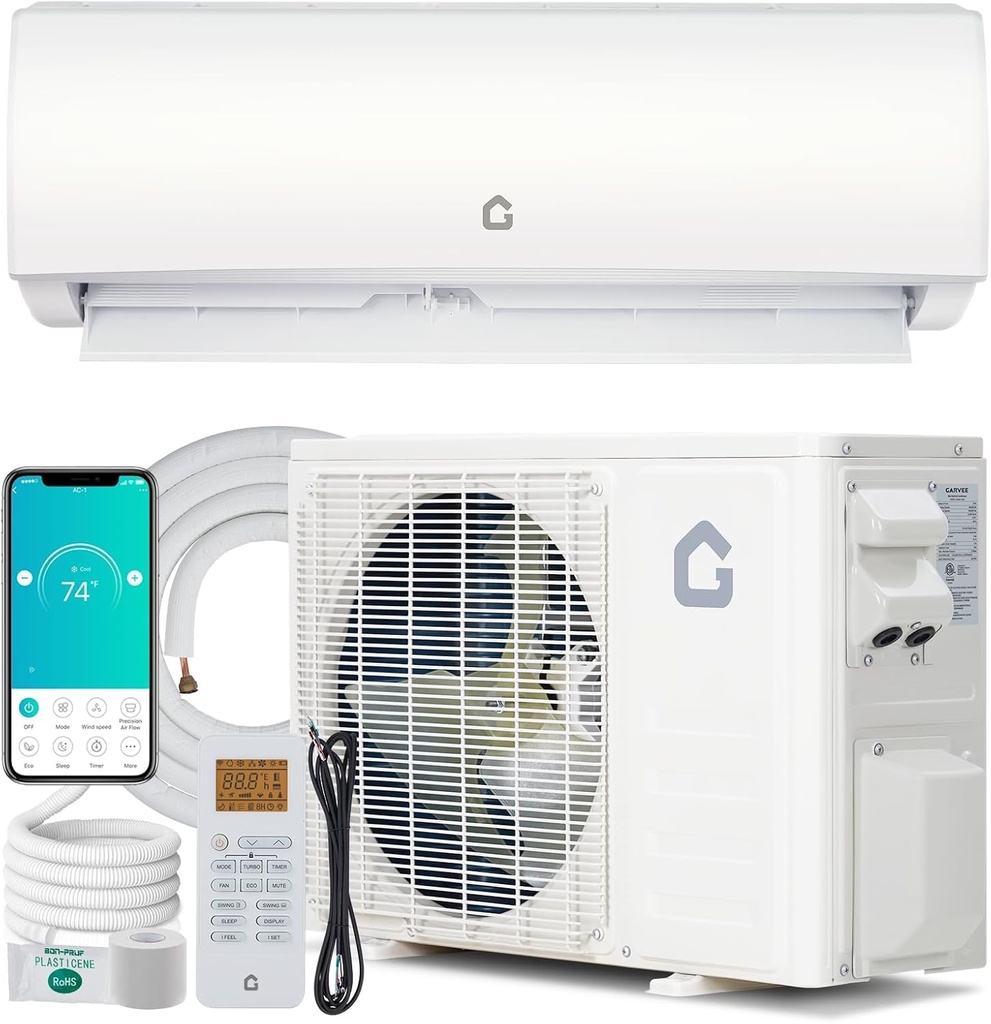 12000 BTU Mini Split Air Conditioner and Heat Pump, 20 SEER2, WiFi & Alexa Enabled, Ductless Inverter AC for Rooms Up to 750 Sq.Ft, 208-230v, Ultra-Quiet, 5 Modes, Complete Installation Kit Included