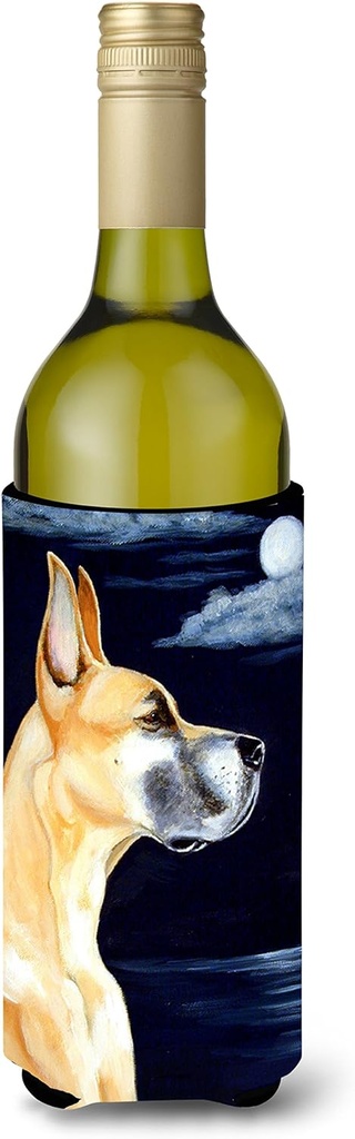 Caroline's Treasures 7100LITERK Fawn Great Dane Moonlight Stroll Wine Bottle Hugger Bottle Cooler Sleeve Hugger Machine Washable Collapsible Insulator Beverage Insulated Holder