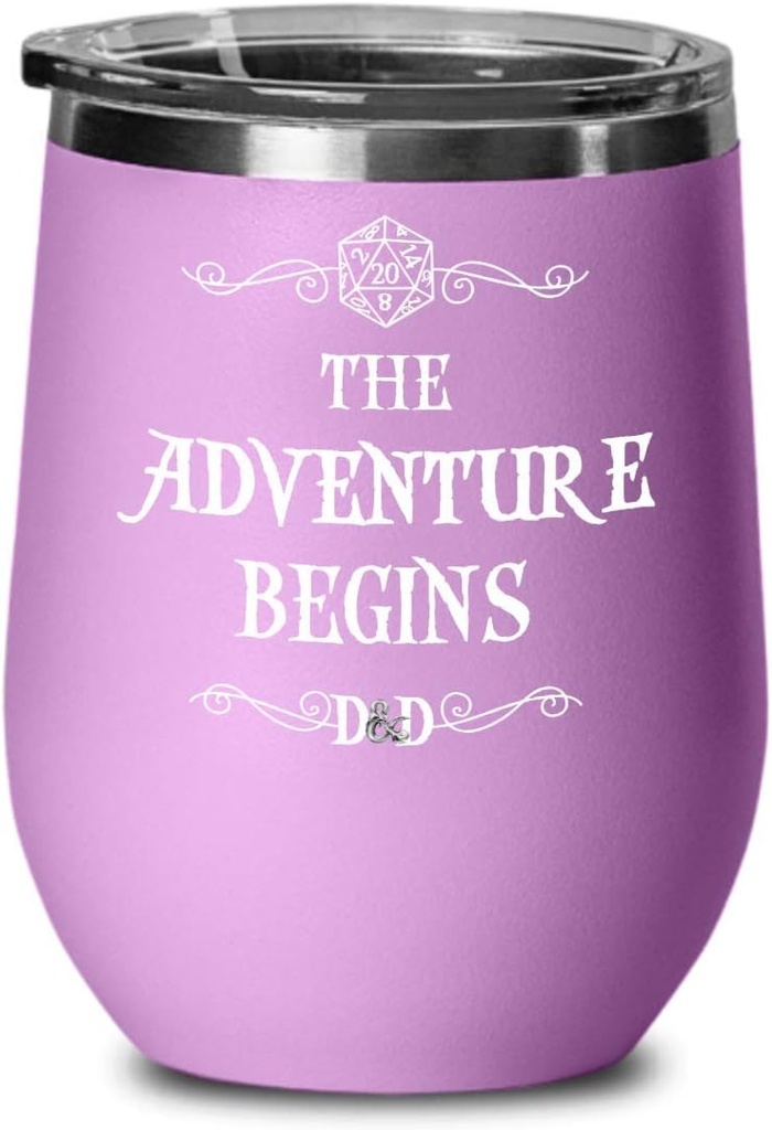 Dungeons and Dragons Wine Tumbler The Adventure Begins Dnd Dungeon Master Fans D&D Funny 12 oz Insulated Cold Hot Cup