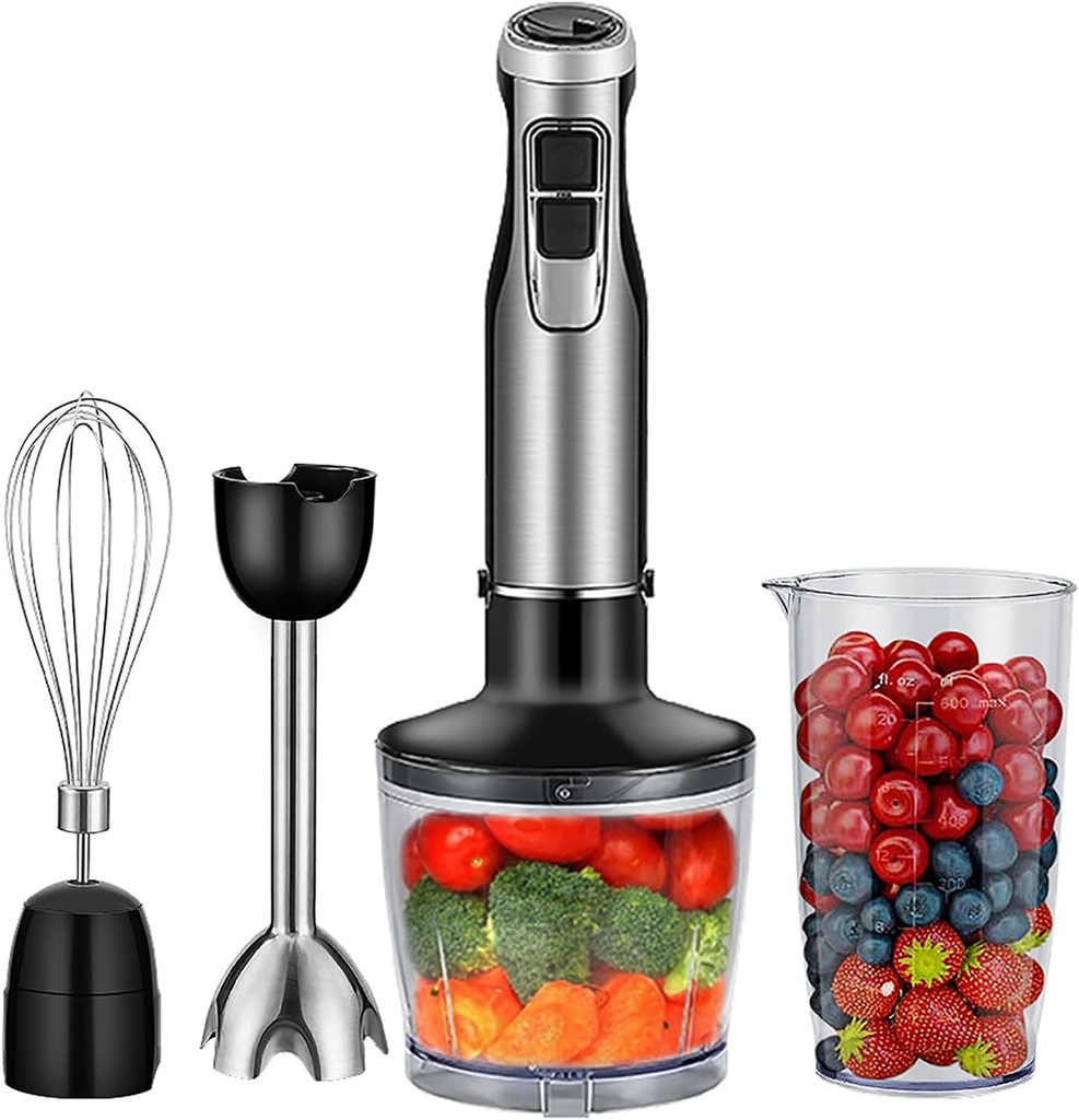 Cordless Immersion Mixer, Handheld Immersion Blender With 500ml Mixing Beaker, 1200W Strong Power and 6 Gear Speed Adjustable, Detachable Design and Easy To Cleaning, for Make Shakes, Smoothies