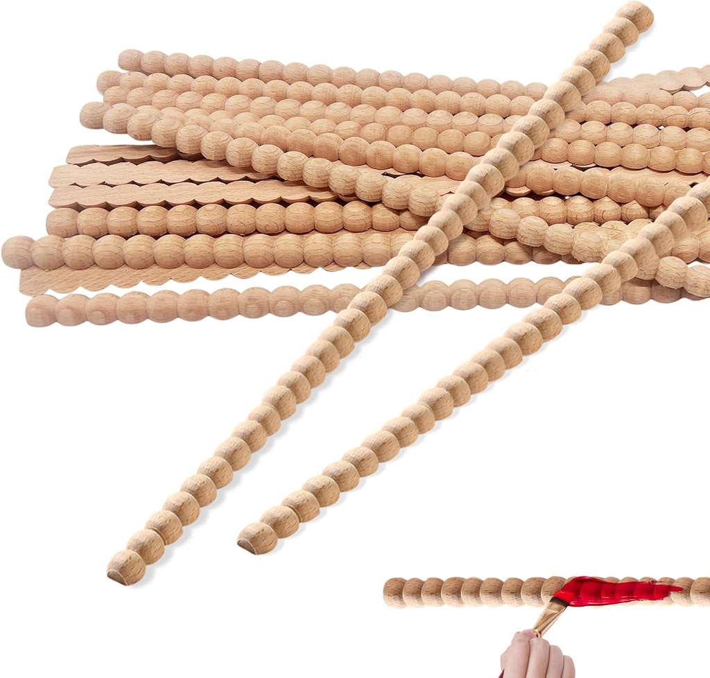 18PCS Wood Trims Molding 15.75 Inch DIY Decorative Half Wooden Beads Trim Molding for Furniture, Cabinets, Walls and Craft Projects