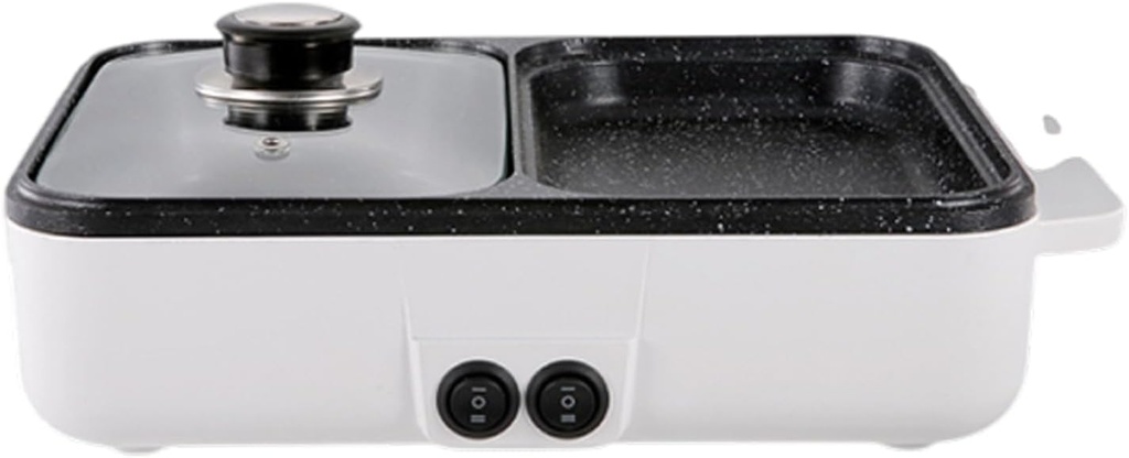 Hot Pot Electric with Grill, 2 in 1 Indoor Non-Stick for Steaks, Shabu Shabu, Noodles, Simmer and Fry, Korean BBQ Grill, Independent Dual Temperature Control,C