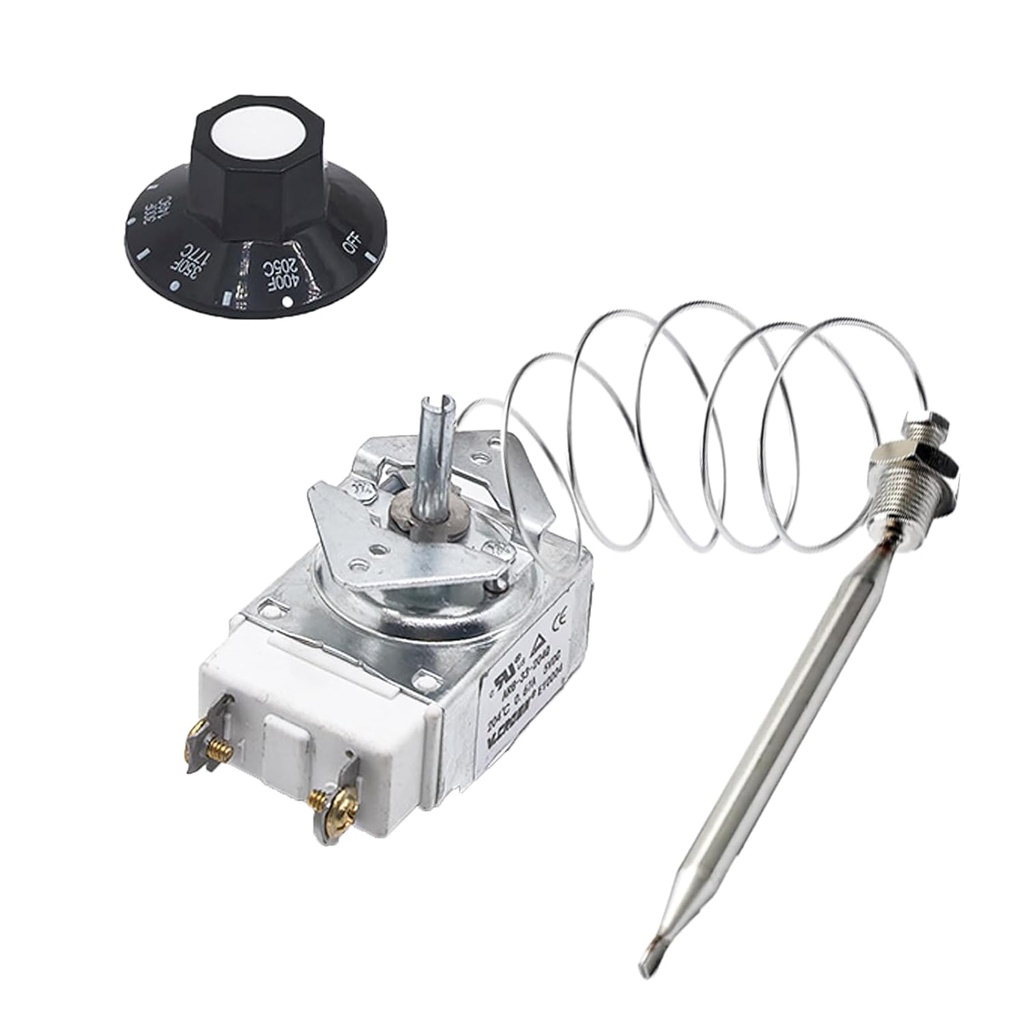 1175 Thermostat RX-1-36, 60125401 Deep Fryer Thermostat with Knob Switch,1/4" Mpt Stuff Box Compatible with Pitco 60124501, Royal Range 3113, 5300-401 Deep Fryer Thermostat 200-400F