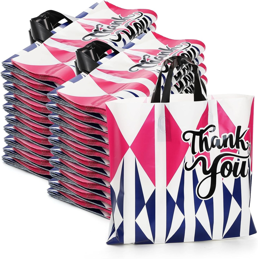 Elsjoy 80 Pack Thank You Merchandise Bags, 14 x 12 Reusable Boutique Shopping Bags for Party Favor, Business, Wedding