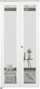 36 in. x 80 in. Mirrored Glass Solid Core White Composite Bi-fold Door with Hardware Kit and Door Handle