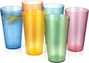 32-ounce Plastic Tumblers, Acrylic Larger Drinking Glasses, set of 6 Multicolor Reusable Plastic Cups, Stackable, BPA-Free, Shatter-Proof, Dishwasher-Safe