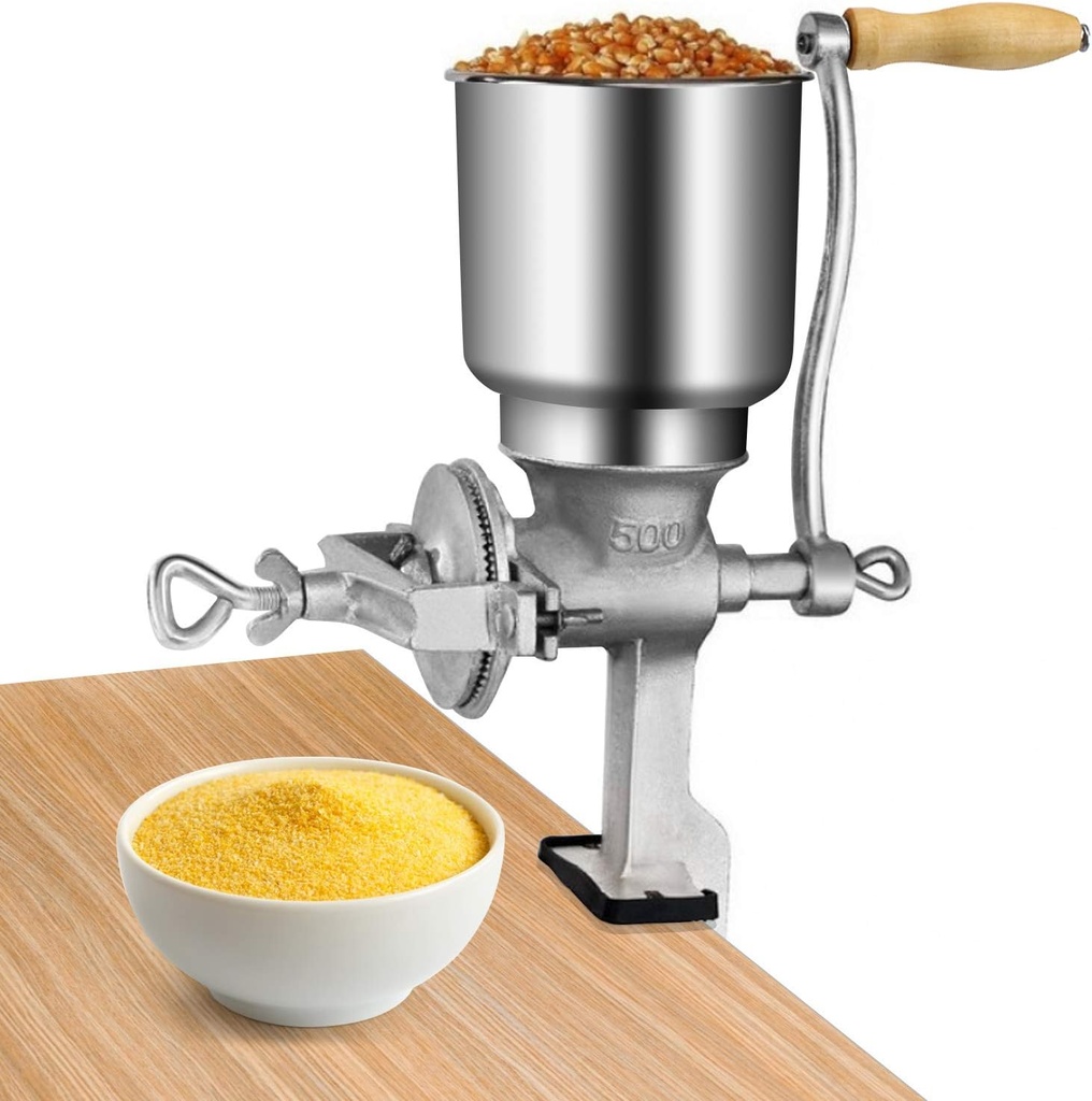 Manual Grain Grinder, Hand Operated Corn Grain Mill Grinder, Table Clamp Corn Mill Flour Maker Wheat Grain Nut Mill Cast Iron Hand for Wheat Grains coffee Nut Mill Tall
