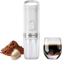 Portable Electric Espresso Machine, Travel Coffee Maker for Camping, Car Coffee Maker Self-Heating with USB-C, With Ground Coffee & NS Capsule for RV, Hiking, Office (White)