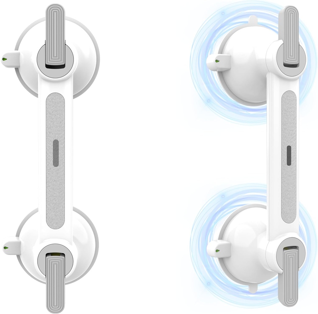 Keway 12 Inch Shower Grab Bars, Shower Handle for Elderly and Injured Persons 440lbs, Removable No Drill Waterproof Toilet Safety Rails, Elegant Grab Bars for Bathtubs and Showers, 2 Packs, White