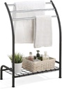 SunnyPoint Freestanding 3 Hanging Bar Towel Rack with Bottom Shelf (BLK)
